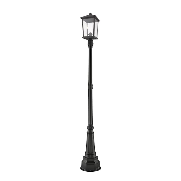Z-Lite Beacon 2 Light Outdoor Post Mounted Fixture, Black & Clear Beveled 568PHBR-564P-BK - main